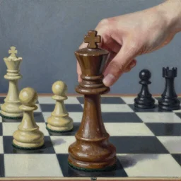 surreal chess, close up, oil on canvas