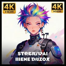 poster woman with futuristic streetwear and spiky hair, colourful, pretty face, intricate eyes, elegant, Anime by Kuvshinov Ilya, Cushart Krentz and Gilleard James, 4k, HDR, Graphic Design, illustration, Behance  Trending on artstation, award winning