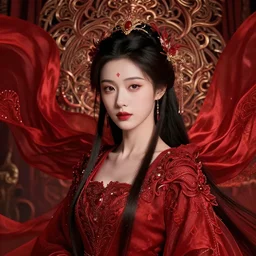 wonderful princess, beautiful face, hyper detailed, flowing background intricate and detailed, ornate 8 k gorgeous intricate detailed red expensive fabric, octane render, cinematic colours