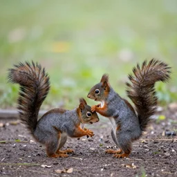 two squirrels wrestling in our yard this morning