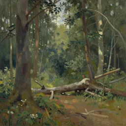 a clearing in a forest painted by John Shroades