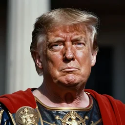 a photo of donald trump as a roman emperor, portrait, ektachrome, closeup, f / 2 2