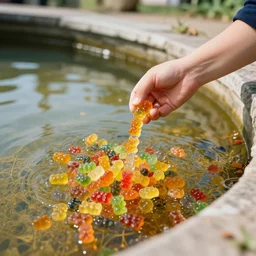 photograph of that time when someone filled the town pond with gummy bears. Sony a7R