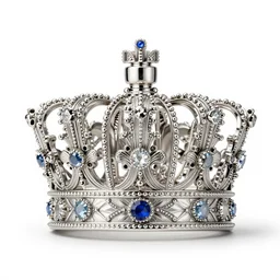 silver royal crown with jewels, professional product shot, isolated on a pure white background, centered, entire object in frame, sharp focus, soft studio lighting
