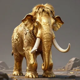 golden mammoth, art by artgerm, wlop, loish, ilya kuvshinov, 8 k realistic, hyperdetailed, beautiful lighting, detailed background, depth of field, symmetrical face, frostbite 3 engine, cryengine