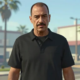 Giancarlo Esposito aka Gus Fring from Better Call Saul as a GTA character portrait, Grand Theft Auto, GTA cover art