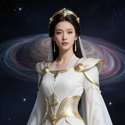 portrait of the powerful empress of the solar system in the style of charlie bowater and in the style of alejandro silva. glowing, ornate and intricate linework, sharp focus, depth of field, stunning, dynamic lighting, ultrafine and hyperdetailed.