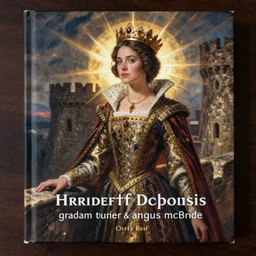 history book illustration, eva green, medieval fourteenth century queen, on the castle battlements, by graham turner and angus mcbride, for osprey publishing