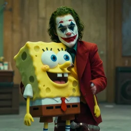 film still of Spongebob as joker in the new Joker movie