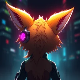 an anthropomorphic cyberpunk fox, backlighting, trending on artstation, digital art, furry art, trending on furaffinity, fantasy art, by kawacy, view from behind