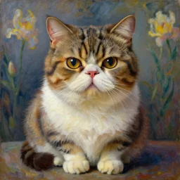 A painting of grumpycat, full subject, by Leonardo da Vinci, by Ross Tran, By Claude Monet, cgsociety, Trending on Artstation