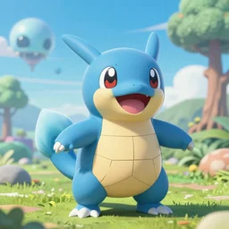 a cute beautiful stone type pokemon with beautiful happy smile, full body portrait, highly detailed digital art, 3 d perspective, award - winning illustration, aesthetic, smooth, pokemon style, made by greg rutkowski, with an alien landscape in the background