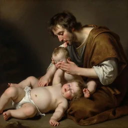 divine gabe newell in a tunic and devours little sinners, soft light, realism, maximum detail, high quality, good style study, depth of field, focus, classicism painting