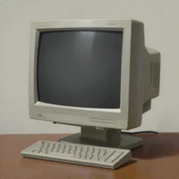 a beautiful matte painting of et with a crt computer monitor for a head