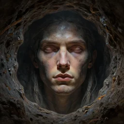 inside a black hole, concept art, detailed face, fantasy, highly detailed, cinematic lighting, digital art painting by greg rutkowski
