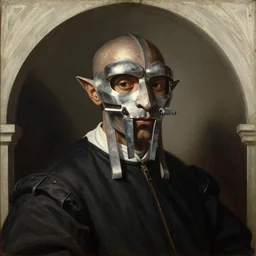 a venetian portrait painting of mf doom by titian, realistic - n 4