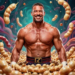 kurt angle in a sea of beans, 8 k, high detailed, psychedelic