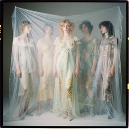 kodak portra 4 0 0, 8 k, soft light, art nouveau fashion photography of pastel goth baroque streetwear wrapped in translucent white cellophane, studio light, maxfield parrish, james jean, alphonse mucha, yoji shinkawa, henri gillet, william morris, john henry dearle, odilon redon, gaston bussiere, felicien rops,