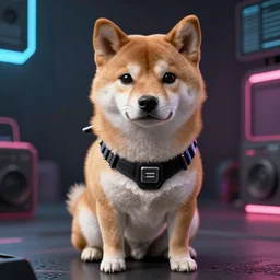 cyberpunk shiba inu, digital art, high quality, high resolution
