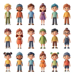 sprite sheet of colourful anima figures