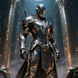 a sci fi quarter - length portrait of a shadow templar from the game destiny by bungie studios wearing futuristic armor made of metal, majestic and futuristic, cinematic lighting, large metal columns, high detail, dark fantasy, unreal engine, octane render, art by vitaly bulgarov artstation, character art by bungie studios, fog volumes, vivid color glow, post processing, cgsociety