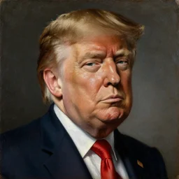portrait of donald trump, oil painting by jan van eyck, northern renaissance art, oil on canvas, wet - on - wet technique, realistic, expressive emotions, intricate textures, illusionistic detail