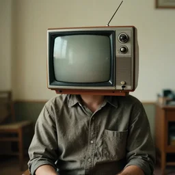 a man with an old 90s television for a head