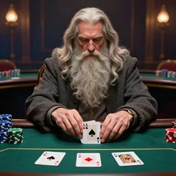 gandalf playing poker, casino, highly detailed, digital art