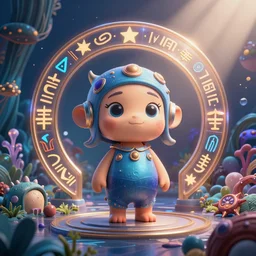 3d, cute, Disney style, Atlantis, high definition, futuristic runes, tech, beautiful environment, concept art, octane render, high definition, Pixar, blender, maya, unreal engine, octane render