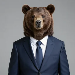 a bear is wearing a suit, professional photography