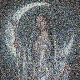 photograph of a real-life beautiful elemental moon witch with ornate silver robes and staff.  Extremely detailed. 8k
