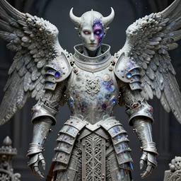 full body concept art of Count Orlok wearing Polish Winged Hussars armor made with porcelain by Jeff Easley and Peter Elson + beautiful eyes, beautiful face + symmetry face + galaxy + gothic, surreal, dread + highly detailed, intricate complexity, epic composition, magical atmosphere + masterpiece, award winning + trending on artstation + shallow depth of field