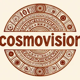 a espiritual font design fot the word cosmovision, aboriginal engraving, zoom out