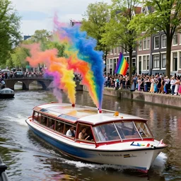 Pride celebrated in Amsterdam, boats, colors, magic,