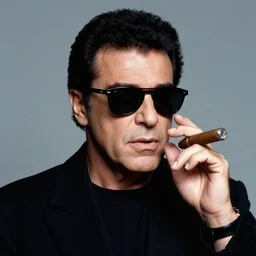 adriano celentano as terminator, one eye is read, cigar, sunglasses, in the style of terminator movie, city landscape, d & d, movie screenshot, highly detailed 4 k,