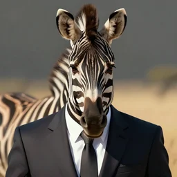 Portrait of a zebra in a suit, digital art