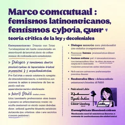 marco conceptual : feminismos latinoamericanos, feminismos cyborg, teoria queer, teoria critica de la ley y estudios decoloniales. dialogos y tensiones con el psicoanalisis y la psicologia como manifestaciones paradigmaticas de la biopolitica. el software libre y el blockchain como modelos concretos de descentraliz