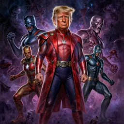 donald trump as all of the avengers, cosmic horror painting, elegant intricate digital painting artstation concept art by mark brooks and brad kunkle detailed