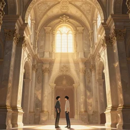 baroque saint chapelle, ethereal, awe, concept art, warm tones, by reylia slaby, victo ngai, makoto shinkai, sacred, soft lines, artstation, god ray, ornate, cgsociety, minimalist composition