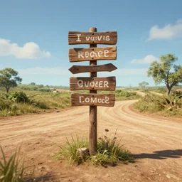 old dirt road intersection with wooden signs artstation, digital art, wide shot
