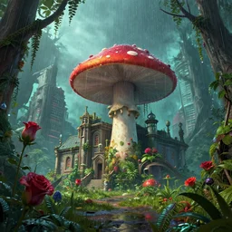 🌧🍄🌹🏦🌿, style artstation, style greg rutkowsk, comic art book,, octane render, unreal engine 6, epic game graphics, fantasy, ciberpunk, post - apocaliptic, ray tracing