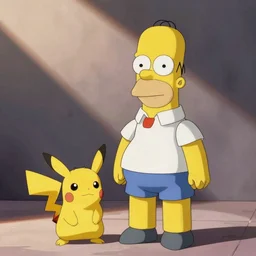 Homer Simpson as Ash from pokemon