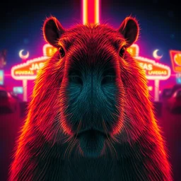 portrait of a capybara in the movie fear and loathing in las vegas, extremely detailed, psychedelic, trippy, digital painting, centered, cinematic lighting, vertical symmetry, trending, artstation