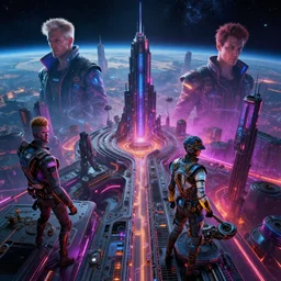 cyberpunk world as seen from outer space concept art by pete mohrbacher and artgerm and wlop and greg rutkowski, digital art, highly detailed, intricate, sci - fi, neon colors, sharp focus, trending on artstation hq, deviantart, unreal engine 5, 4 k uhd image