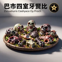 A picnic platter full of zombie parts, zbrush, professional composition, product shot