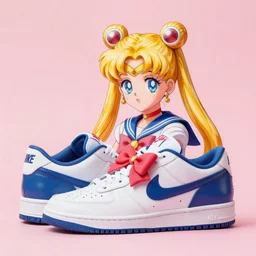 a photo of a sailor moon nike shoes, nike photoshoot, 4 k