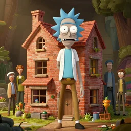 hyper realistic rick sanchez as a masonary brick house creature, gorgeous lighting by weta studio, mucha, bautista and norman rockwell and greg rutkowski and tom bagshaw and james gurney and lucasfilm