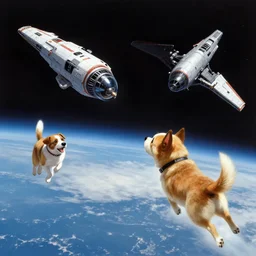 a space dog fight with spaceships in the style of jack gaughan