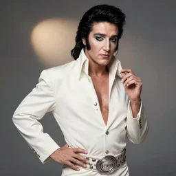 emo gothic elvis model pose, fashion magazine photo