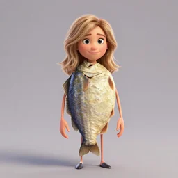 julia louis dreyfus as a pixar character with a dried fish body, 3 d, octane render - n 6